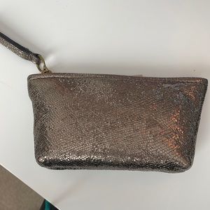 Madewell piazza zip pouch in metallic leather